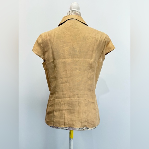 HAROLD’S Tan linen lace front‎ blouse size M. - Picture 4 of 12